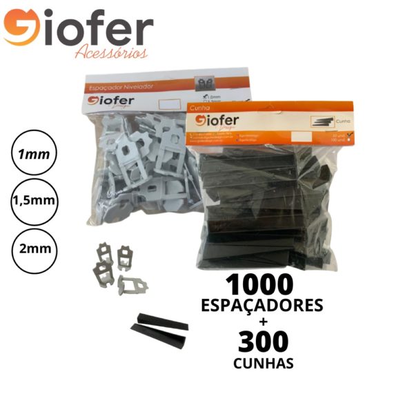 Kit Espaçador Nivelador de Piso 1000 Clips+300 Cunhas